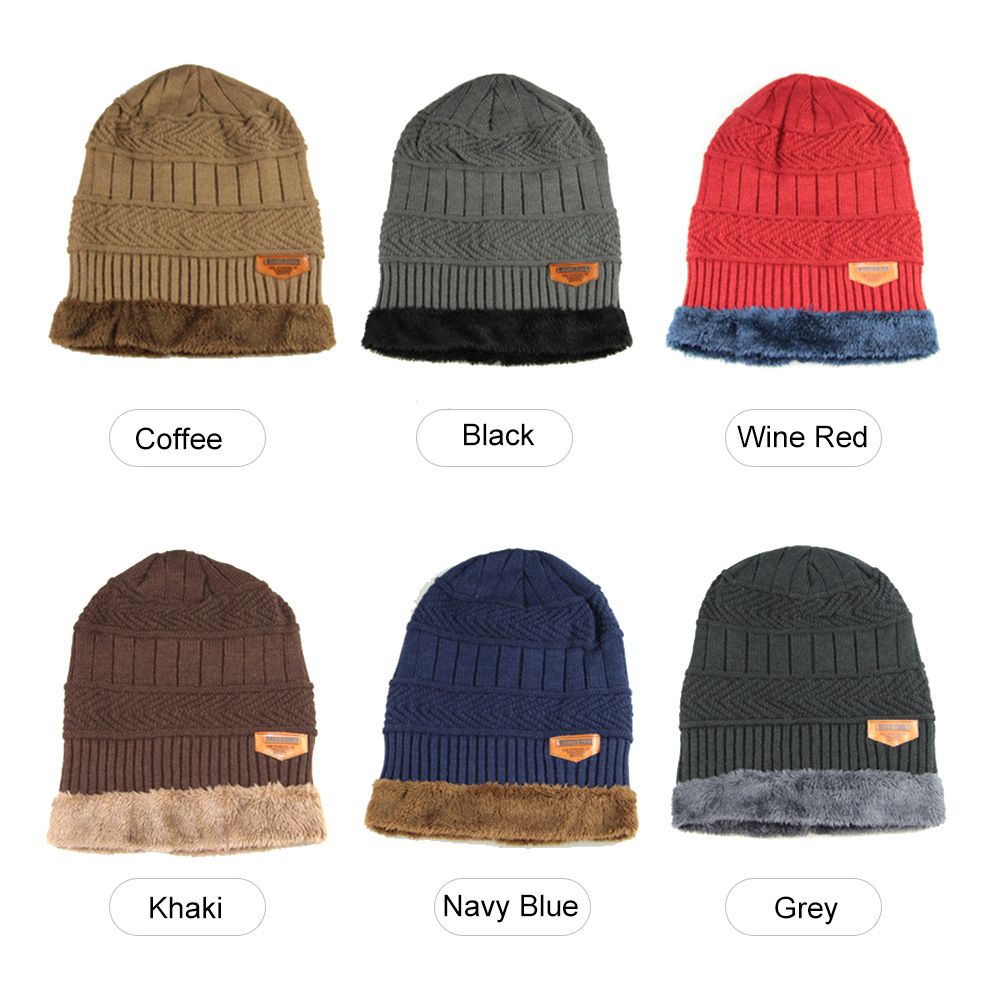 Men Winter Warm Knitting Hat Soft Warm Knitted Cap