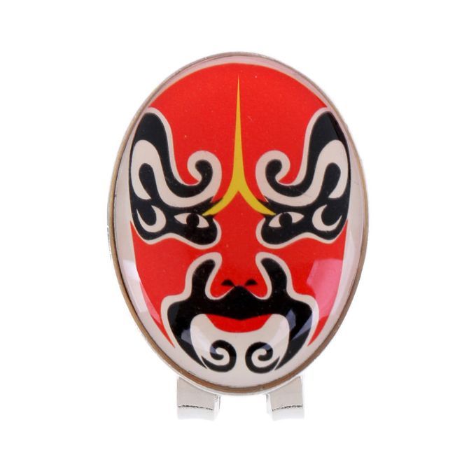 Red   Opera Mask Pattern Alloy Golf Hat Clip + Removable Ball Red