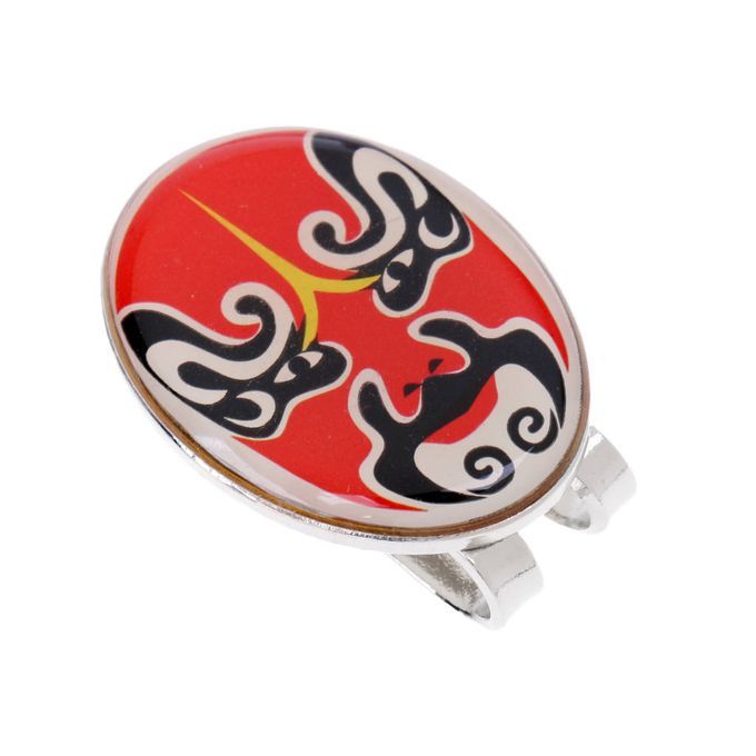 Red   Opera Mask Pattern Alloy Golf Hat Clip + Removable Ball Red