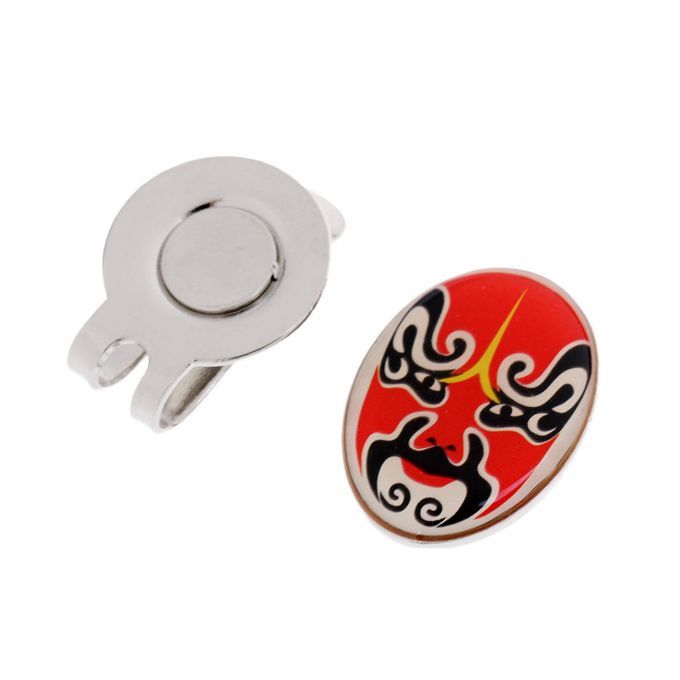 Red   Opera Mask Pattern Alloy Golf Hat Clip + Removable Ball Red