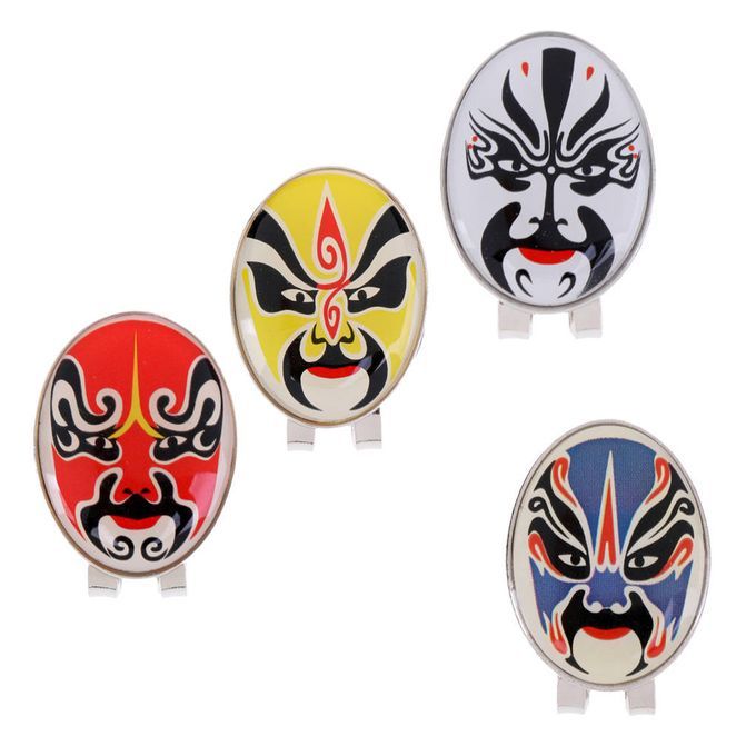 Red   Opera Mask Pattern Alloy Golf Hat Clip + Removable Ball Red