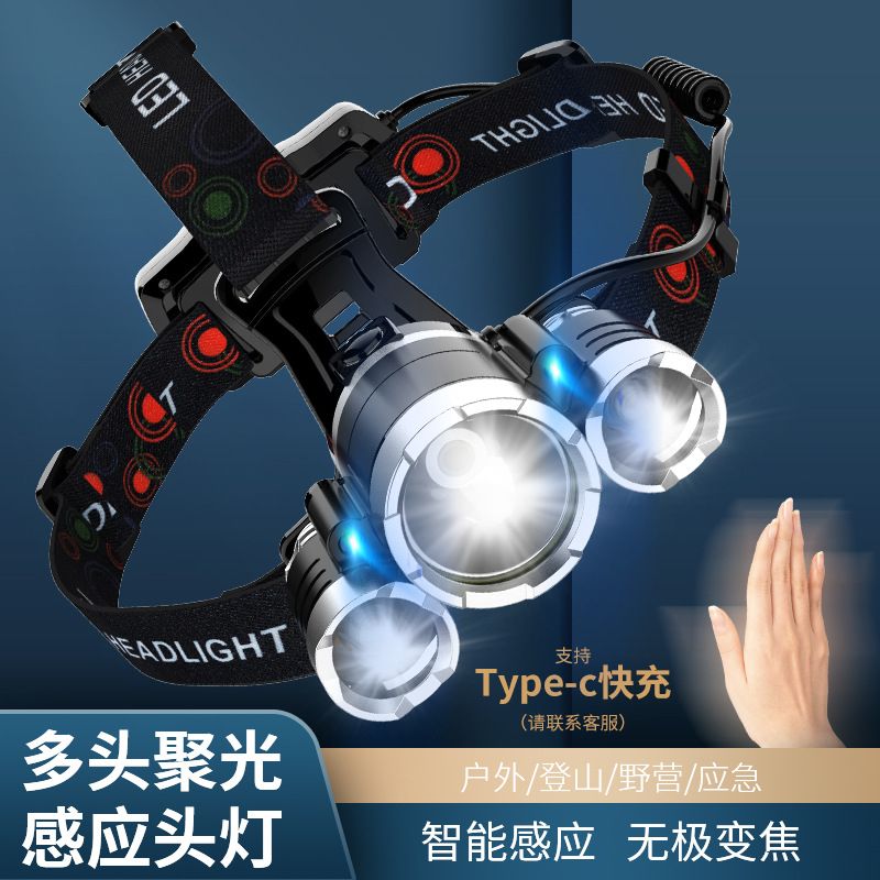 Factory Wholesale Strong Light Headlight 3ledUSB Charging