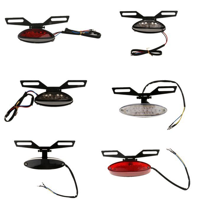 12V Motorcycle ATV License Plate Holder Tail Rear Brake Bracket Light