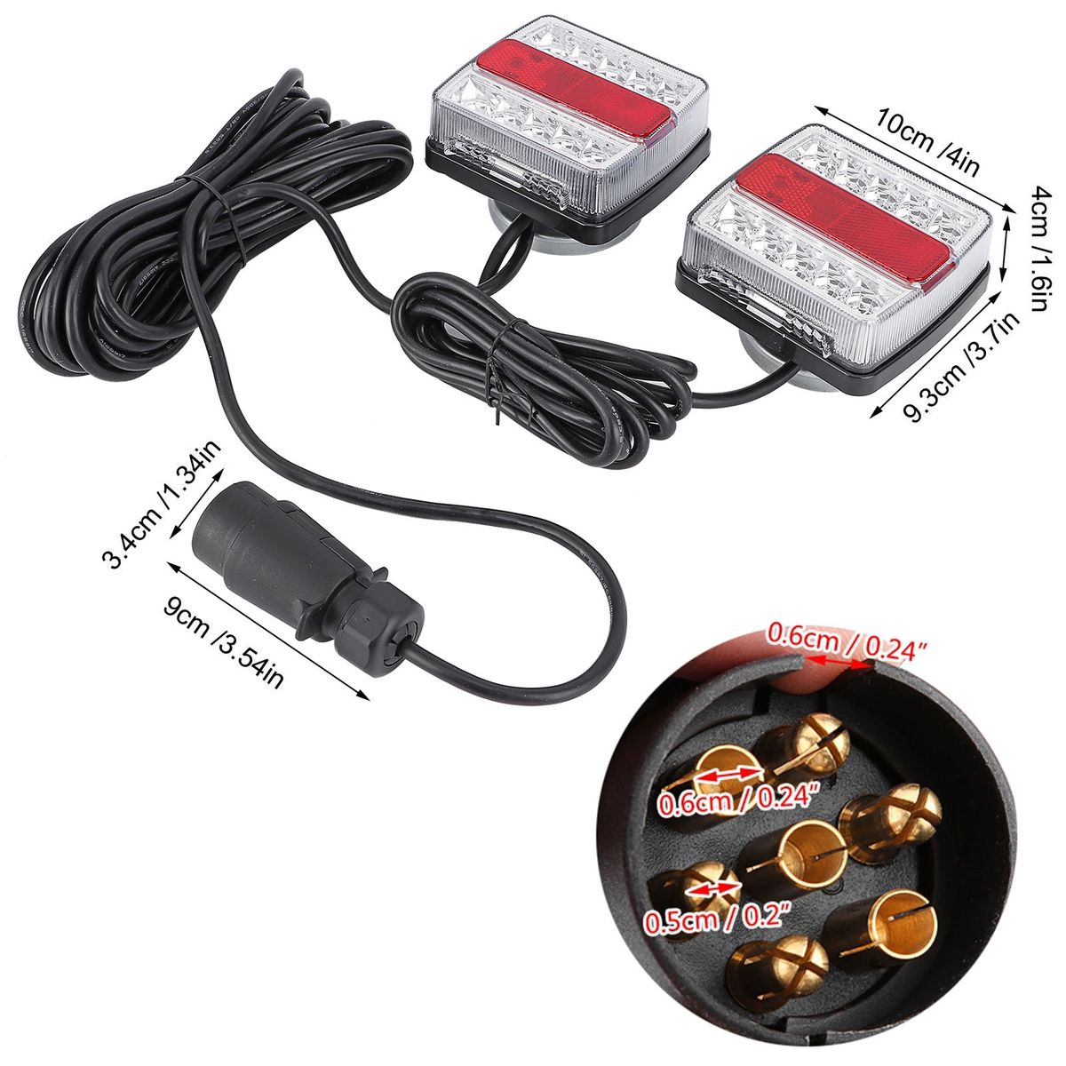 2Pcs Magnetic Taillight Ultra-bright 15 LEDs-Clear + Red
