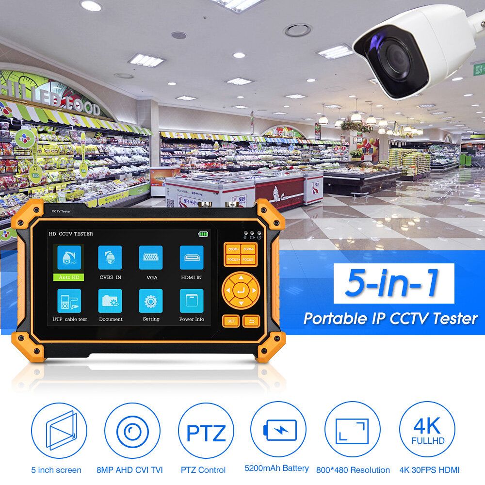 HD-3200C HD Display Monitor CCTV Tester 5 Inch Support UTP