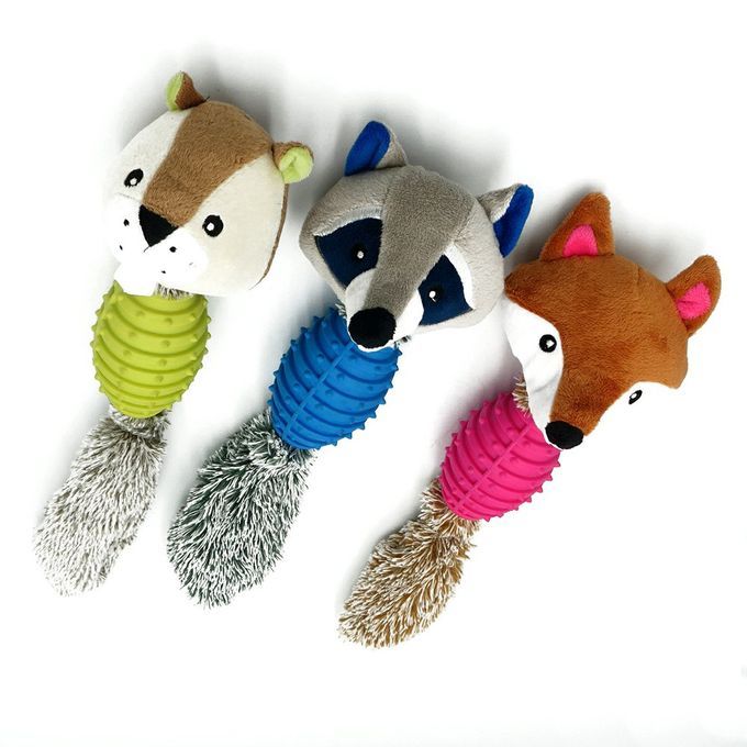 Plush Plastic Fox Seal Raccoon Shaped Biting Toy Cleaning Teeth Molar Blue