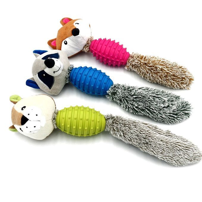 Plush Plastic Fox Seal Raccoon Shaped Biting Toy Cleaning Teeth Molar Blue