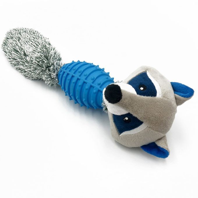 Plush Plastic Fox Seal Raccoon Shaped Biting Toy Cleaning Teeth Molar Blue