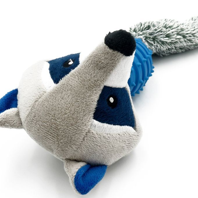 Plush Plastic Fox Seal Raccoon Shaped Biting Toy Cleaning Teeth Molar Blue