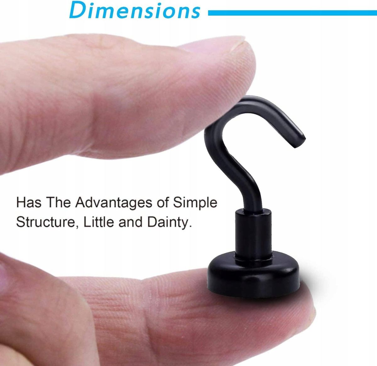 8pcs Black Magnetic Hooks 12Lbs Strong Hangers Heavy Duty Magnetic Hooks D16 Strong Holding Hooks