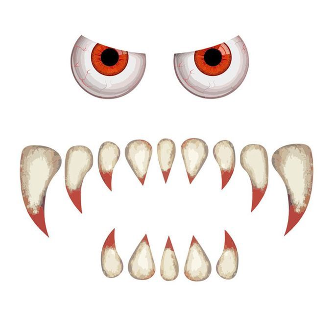 Halloween Sti Kers Funny Fa E Big Eyes Fangs Sti Ker Halloween Monster Fa E De Orations Festive Wall Sti Kers-multicolor