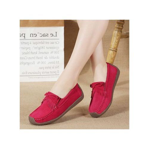 EUR Size 35-42 Women Flats Top Quality Suede Leather Loafers Slip On Ballet Flats Woman Shoes Red