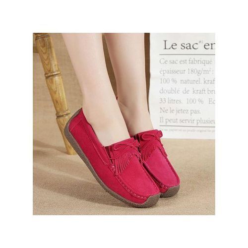 EUR Size 35-42 Women Flats Top Quality Suede Leather Loafers Slip On Ballet Flats Woman Shoes Red