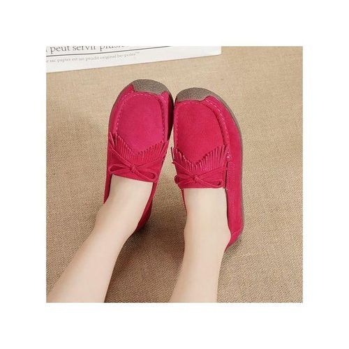 EUR Size 35-42 Women Flats Top Quality Suede Leather Loafers Slip On Ballet Flats Woman Shoes Red