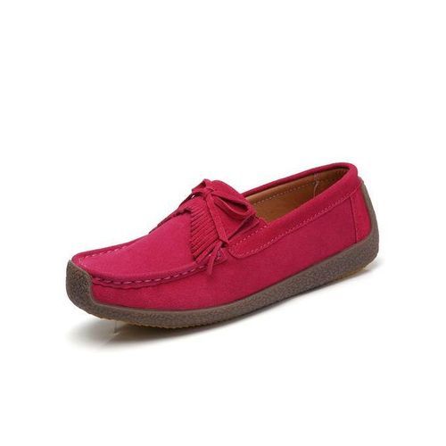 EUR Size 35-42 Women Flats Top Quality Suede Leather Loafers Slip On Ballet Flats Woman Shoes Red