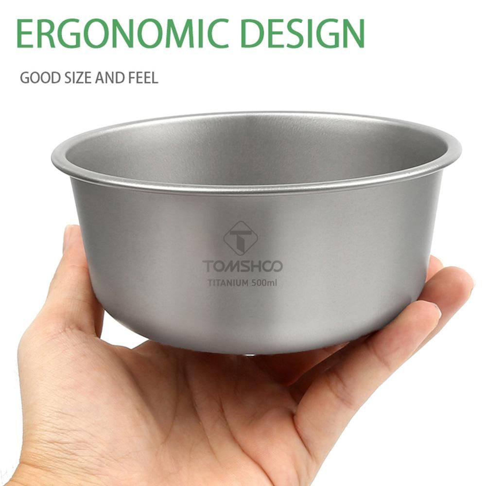 TOMSHOO 500ml Titanium Bowl Stackable Camping Bowl for Camping Hiking Travel