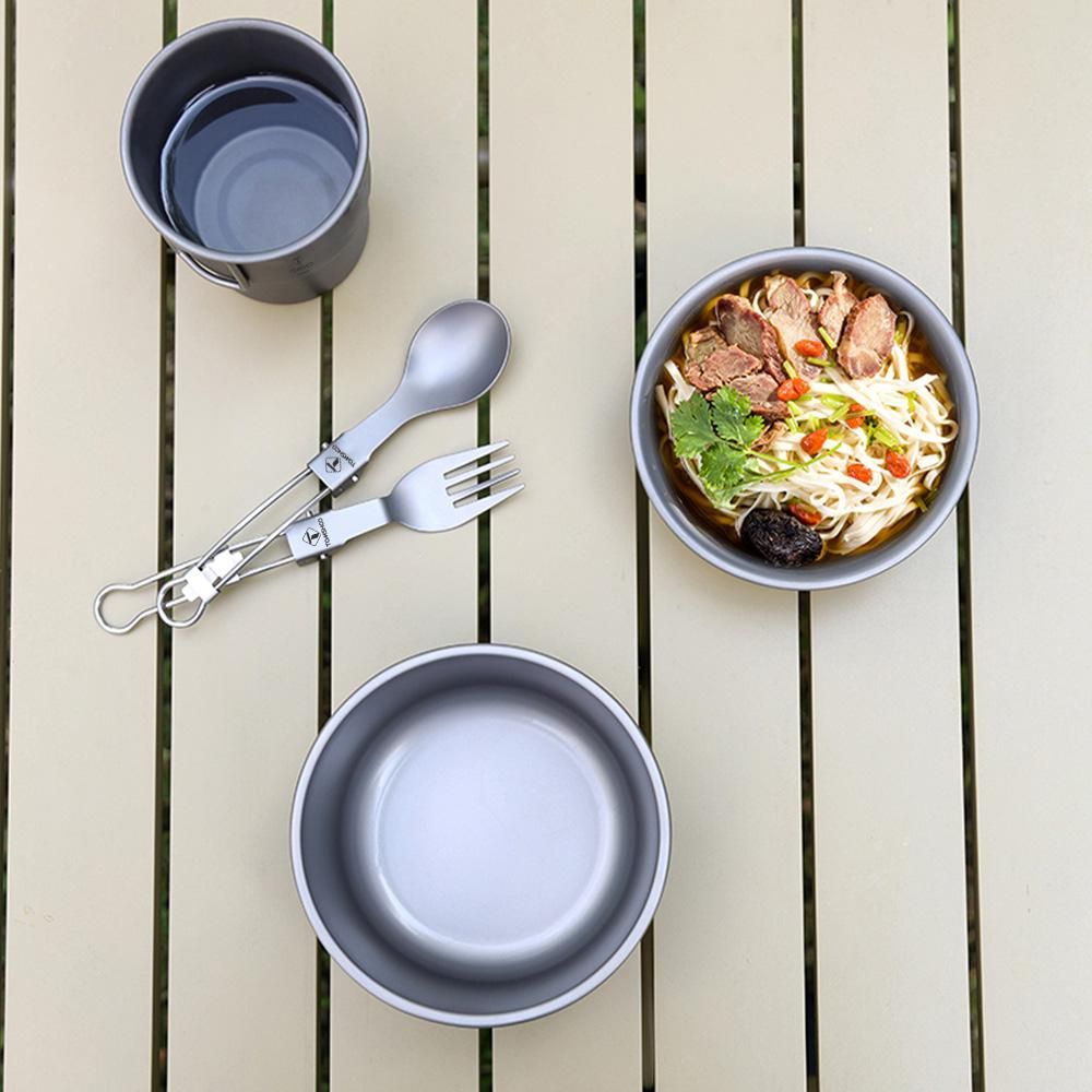 TOMSHOO 500ml Titanium Bowl Stackable Camping Bowl for Camping Hiking Travel