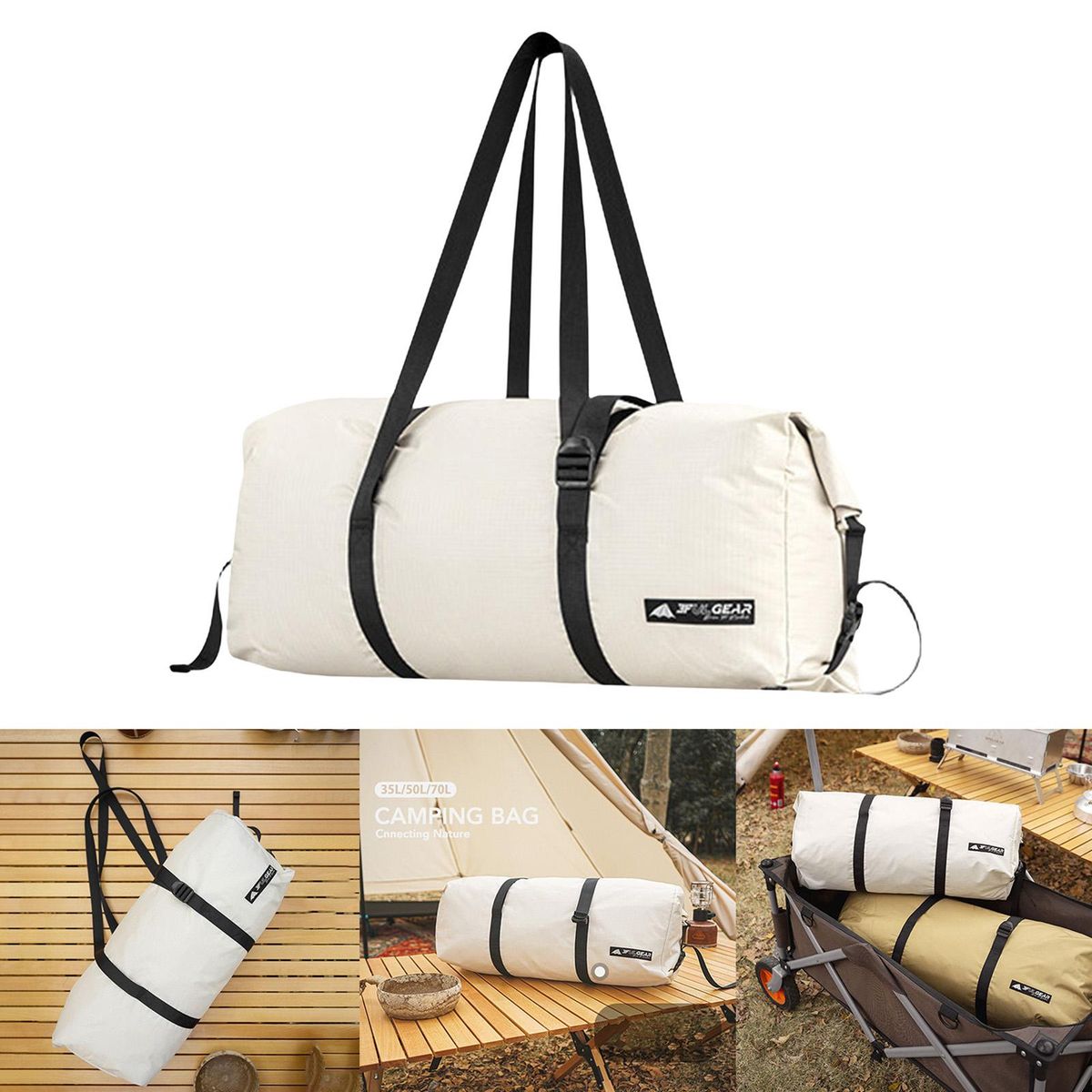 Foldable Travel Duffle Bag Hold All Travel Luggage Bag Holiday White L