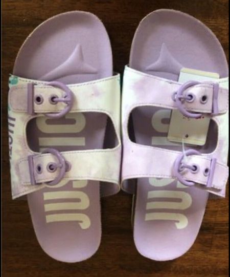 Justice Little Girls Buckle Leather Slippers