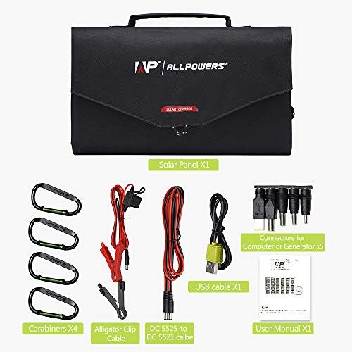 ALLPOWERS Portable Solar Panel 100W Dual 5v USB With 18v DC