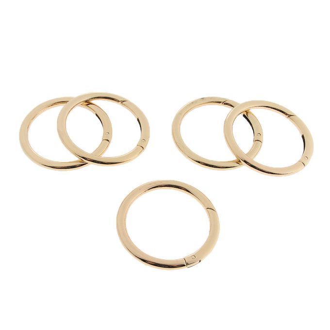 5x Round Carabiners Clips Spring Snap Hooks Buckles Keychain Gold 38mm
