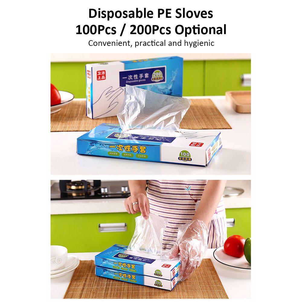 200Pcs Disposable  Transparent Eco-friendly Food-grade PE