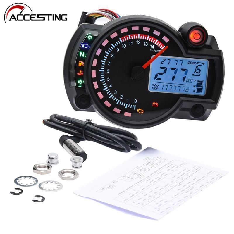Universal KOSO LCD Digital Speedometer Motorcycle 7 Colors Dashboard  RX2N Odometer Meter Instrument Adjustable MAX 299KM/H