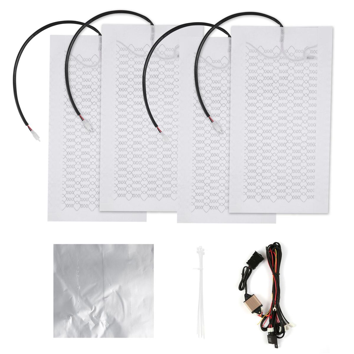 12V Carbon Fiber Seat Heater Kit for 2 Seats with 5 Gears Temperature Switch Seat Cover Heated Pad Heating Cushion Warmer for Cars Trucks ATV