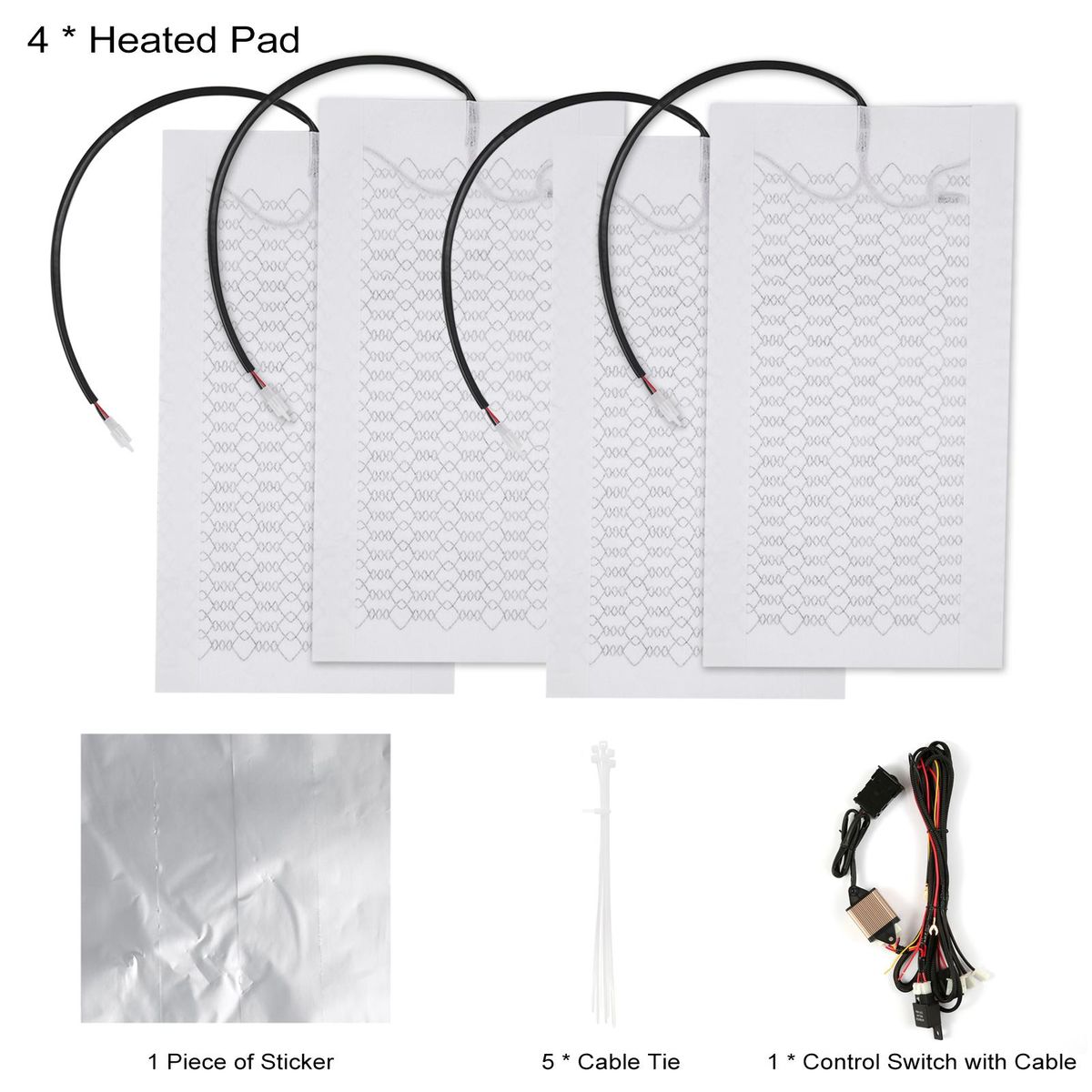 12V Carbon Fiber Seat Heater Kit for 2 Seats with 5 Gears Temperature Switch Seat Cover Heated Pad Heating Cushion Warmer for Cars Trucks ATV