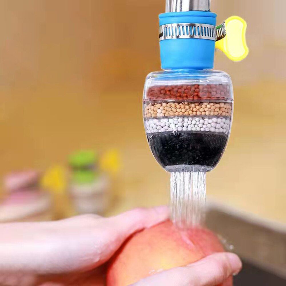 Faucet Filter 6 Layered Activated Carbon Water Purifier Hard Water Soner Kitchen Tap Filter Adapter Home Use Blue