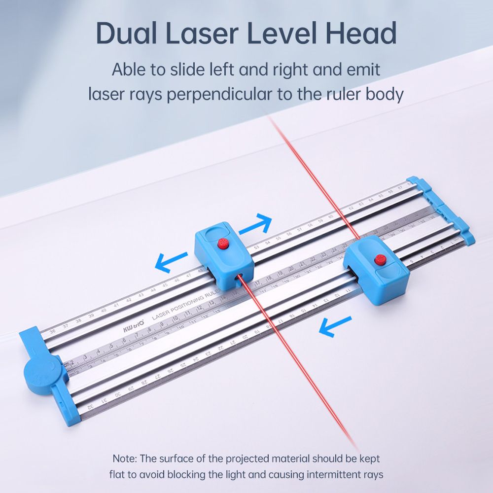 KW-TRIO Metal Ruler With Laser Level Positioning Tool 180°