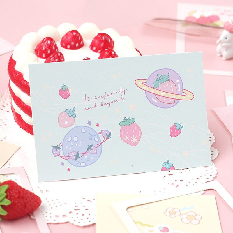 30 Sheets Set Sweet Strawberry And Animal Postcard DIY
