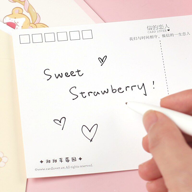 30 Sheets Set Sweet Strawberry And Animal Postcard DIY