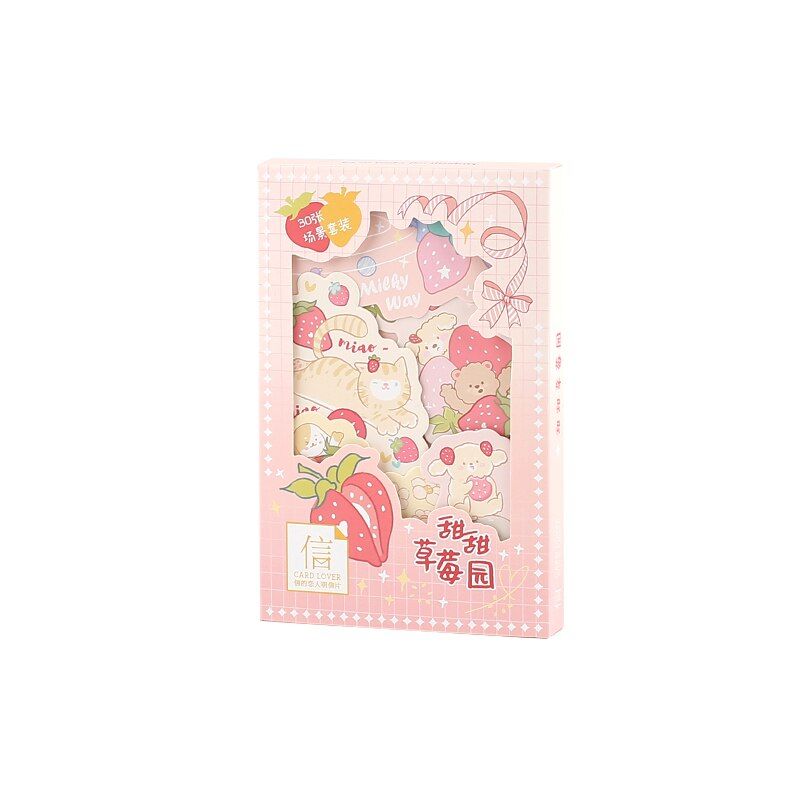 30 Sheets Set Sweet Strawberry And Animal Postcard DIY