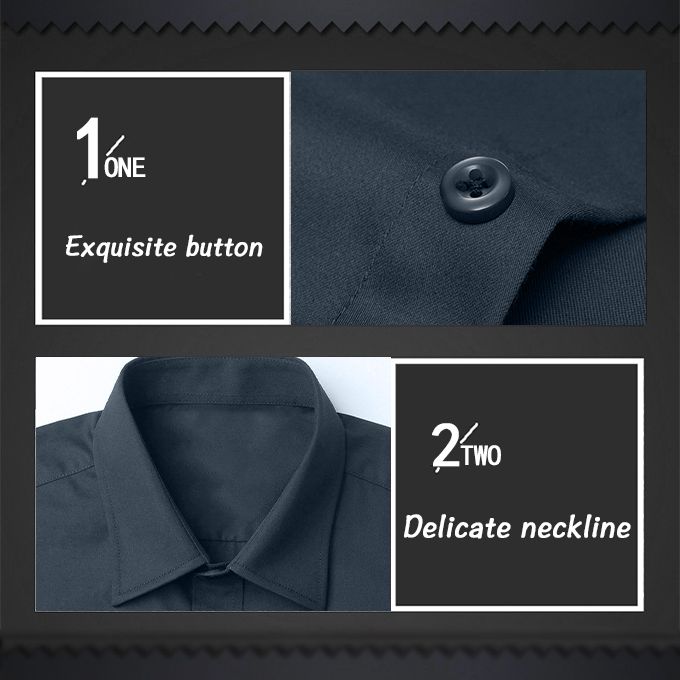 Men‘s Shirt Fashion Formal Long Sleeve Business-Navy Blue