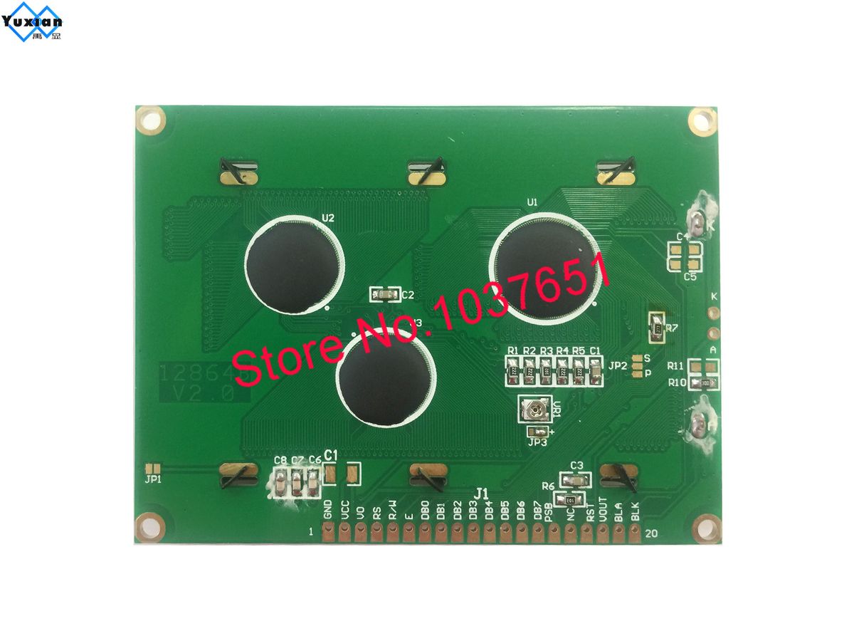 12864b V2.0 12864 3.3v 5v  Lcd Display Module STN Green Blue 20pin   ST7920
