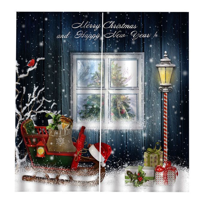 Christmas Pattern Living Room Window Drapes Balcony Curtains Decor 2