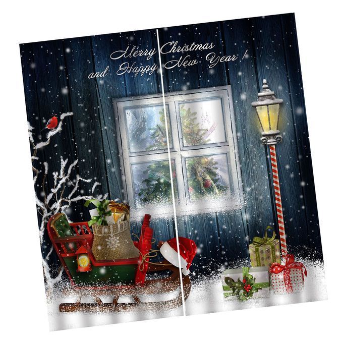 Christmas Pattern Living Room Window Drapes Balcony Curtains Decor 2
