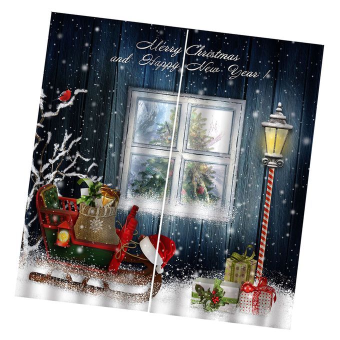Christmas Pattern Living Room Window Drapes Balcony Curtains Decor 2
