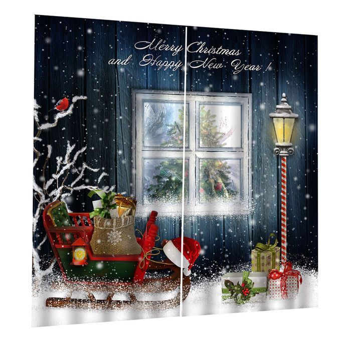 Christmas Pattern Living Room Window Drapes Balcony Curtains Decor 2
