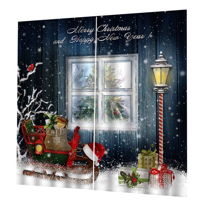 Christmas Pattern Living Room Window Drapes Balcony Curtains Decor 2