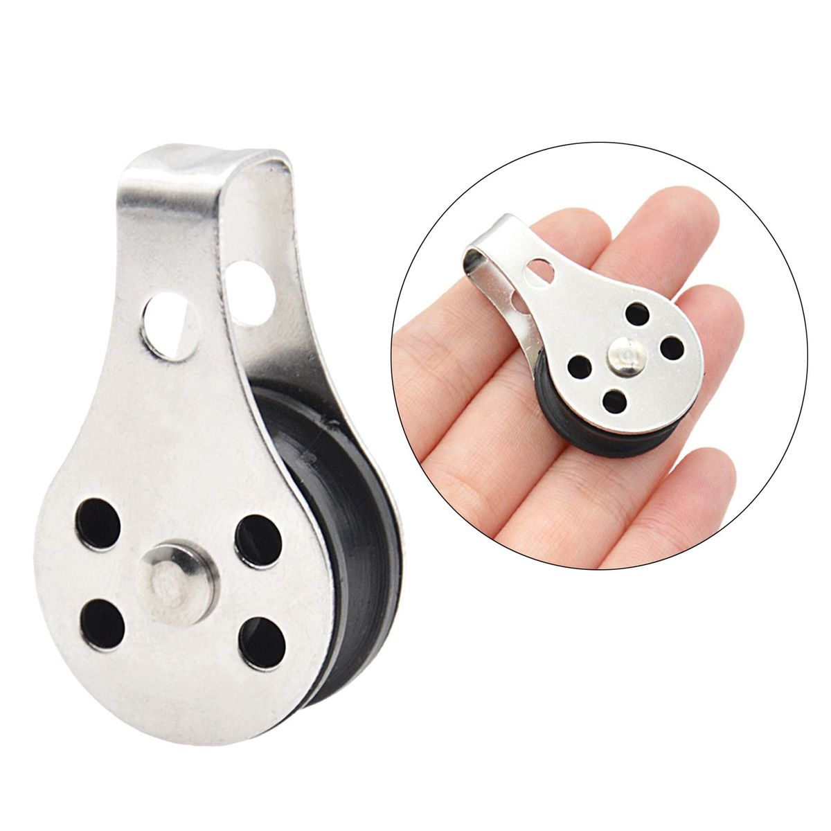 2x Stainless Steel 316 Pulley Blocks Rope Runner Kayak Boat