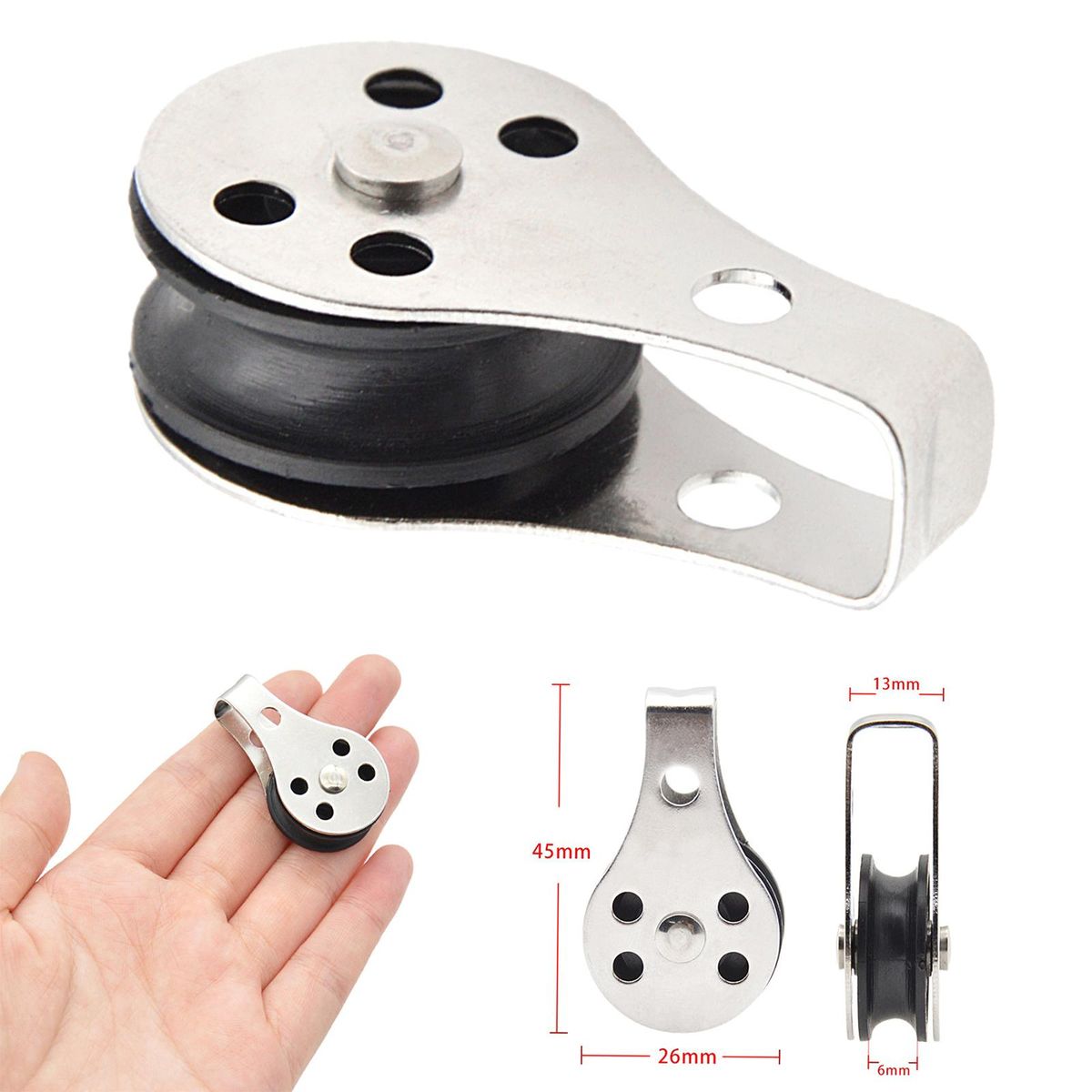 2x Stainless Steel 316 Pulley Blocks Rope Runner Kayak Boat