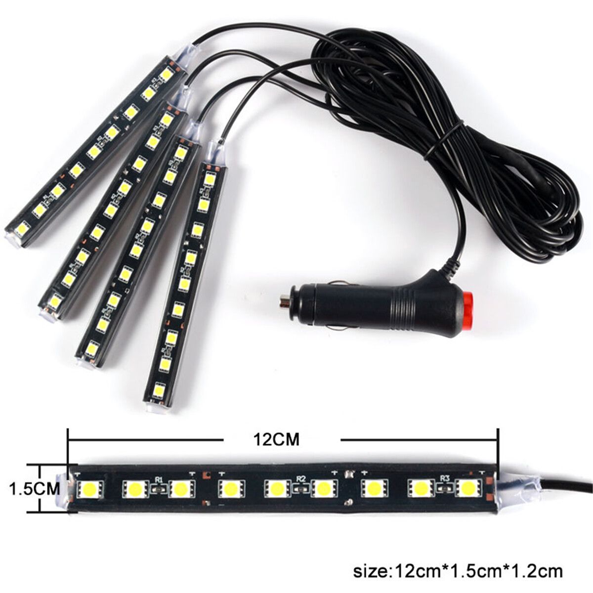 12V 9LED Car Interior RGB LED Strip Lights Atmosphere Decorative Neon Music Lamp Purple