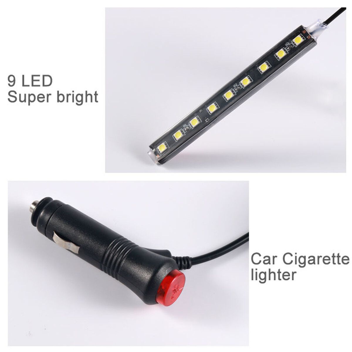 12V 9LED Car Interior RGB LED Strip Lights Atmosphere Decorative Neon Music Lamp Purple