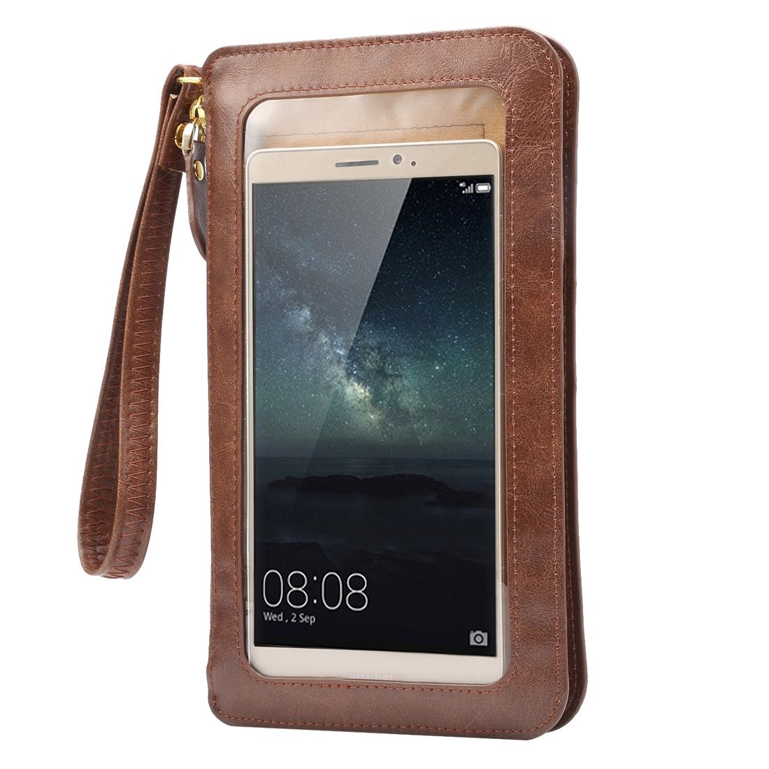 Universal Crazy Horse Texture Touch Screen Wallet Style PU Shoulder Bag
