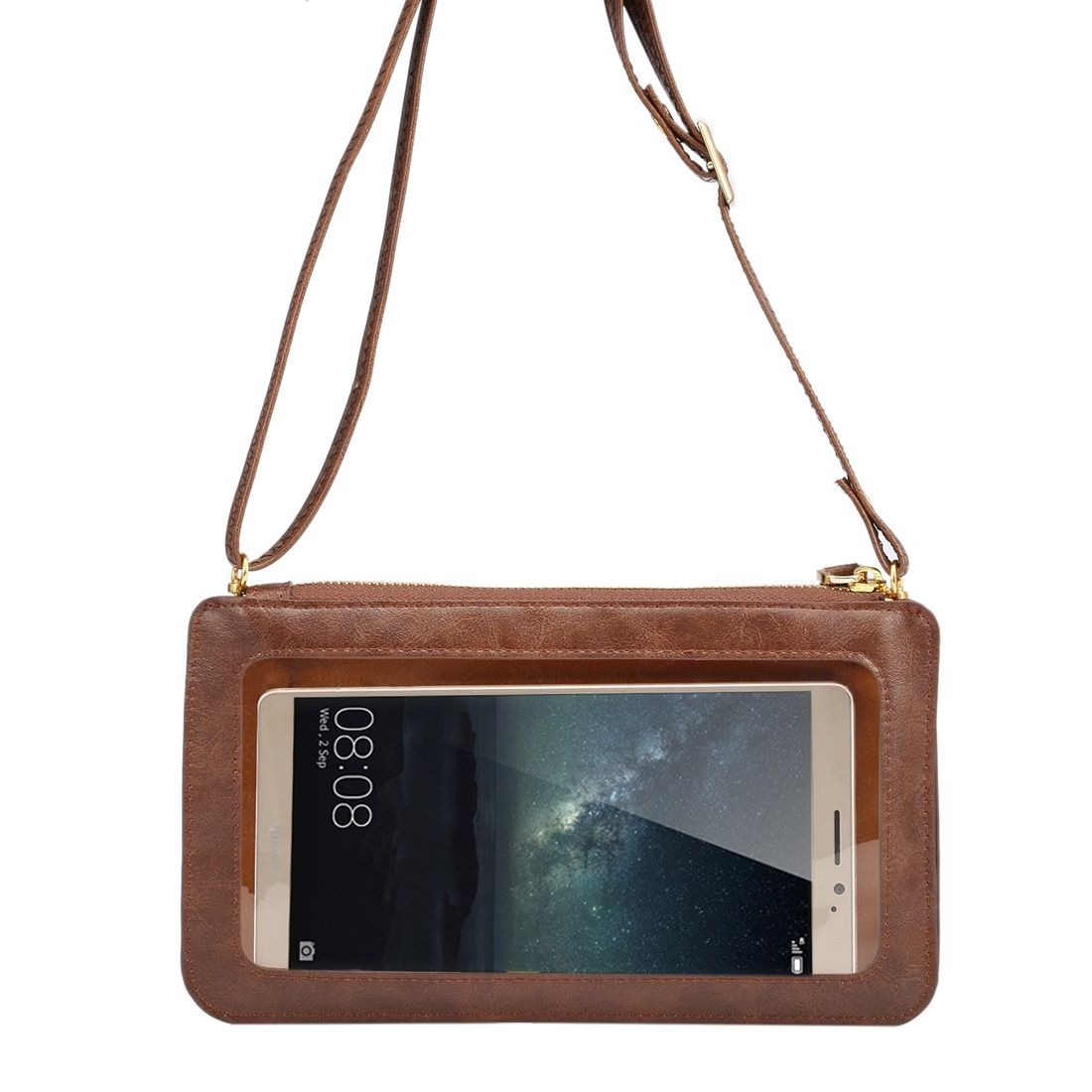Universal Crazy Horse Texture Touch Screen Wallet Style PU Shoulder Bag