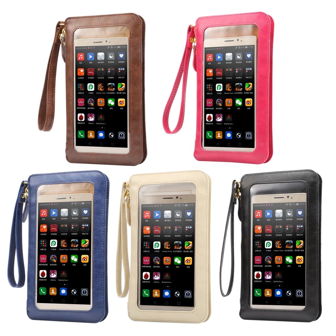 Universal Crazy Horse Texture Touch Screen Wallet Style PU Shoulder Bag