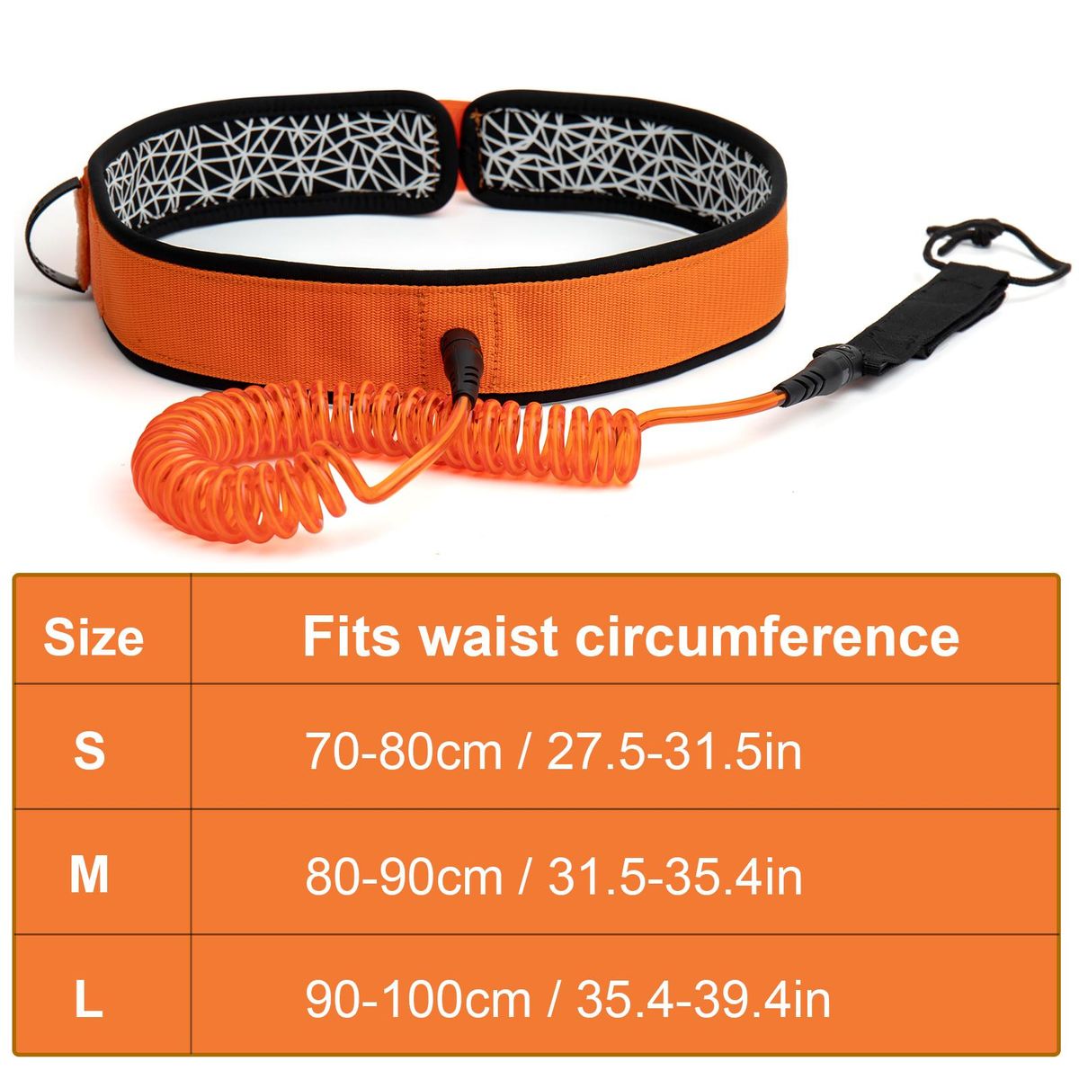 Surfboard Waist Leash 7mm Thick 10ft Coiled Surf Board Leash SUP Stand Up Paddleboard Leash