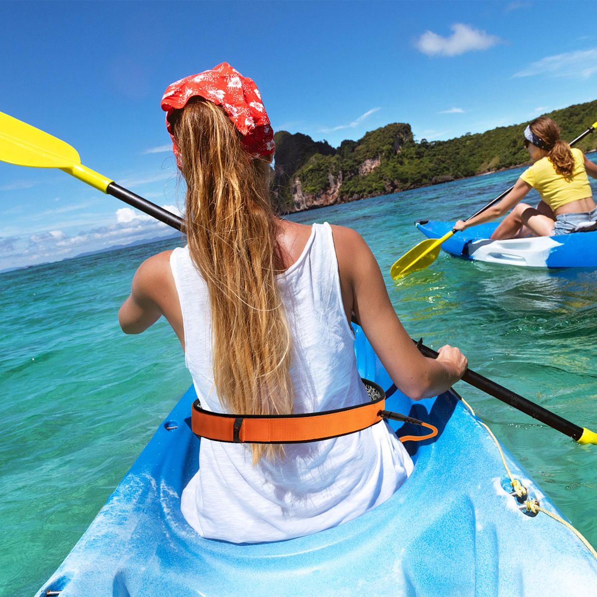Surfboard Waist Leash 7mm Thick 10ft Coiled Surf Board Leash SUP Stand Up Paddleboard Leash